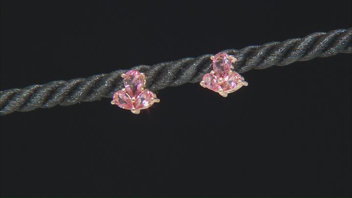 Pink Tourmaline 18k Rose Gold Over Silver Stud Earrings 1.29ctw Video Thumbnail