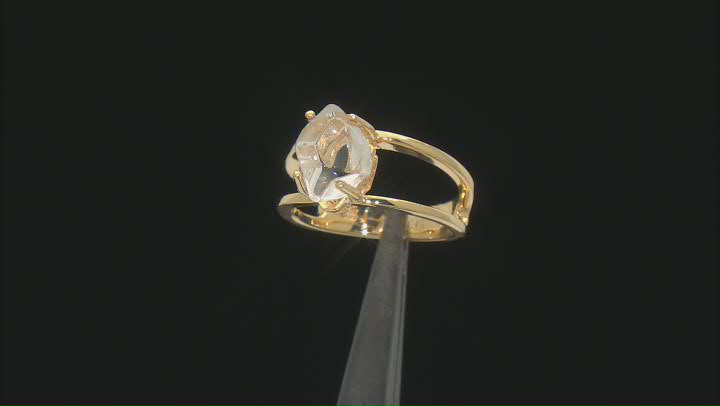 White Herkimer Quartz 18k Yellow Gold Over Sterling Silver Ring Video Thumbnail