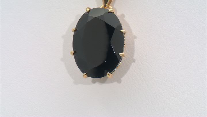 Black Spinel 18k Yellow Gold Over Sterling Silver Pendant With Chain 8.50ct Video Thumbnail