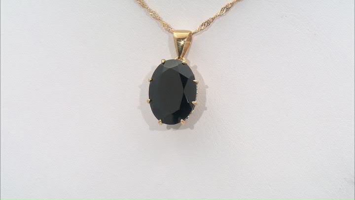 Black Spinel 18k Yellow Gold Over Sterling Silver Pendant With Chain 8.50ct Video Thumbnail