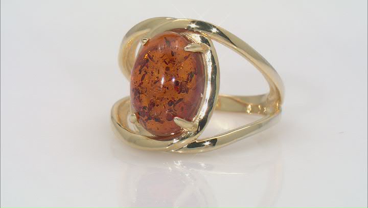 Amber 18k Yellow Gold Over Sterling Silver Ring Video Thumbnail