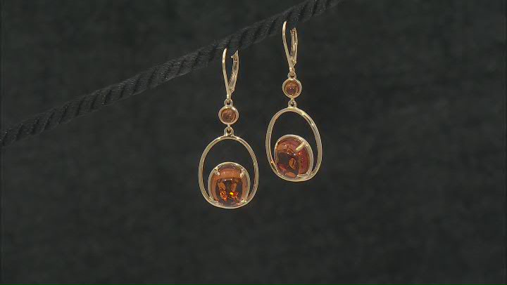 Amber 18k Yellow Gold Over Sterling Silver Earrings Video Thumbnail
