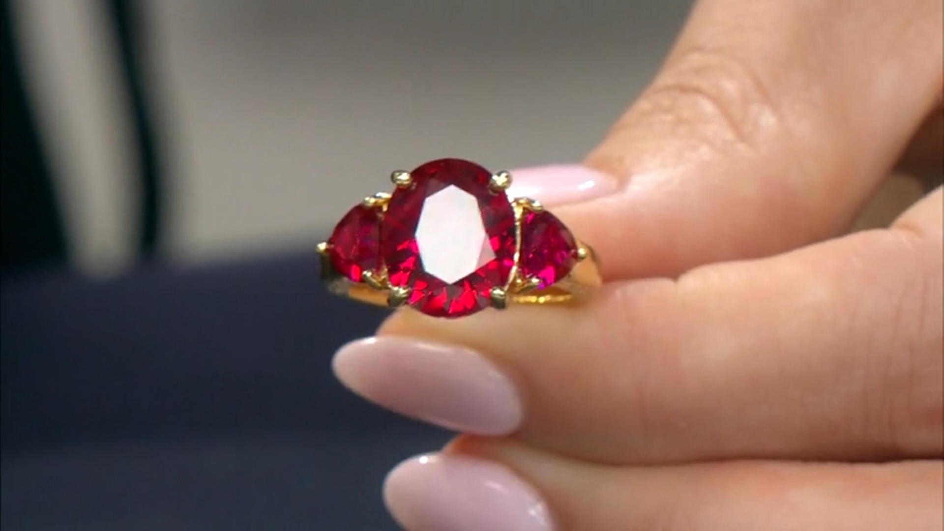 Lab Created Ruby 18k Yellow Gold Over Sterling Silver Ring 9.16ctw Video Thumbnail