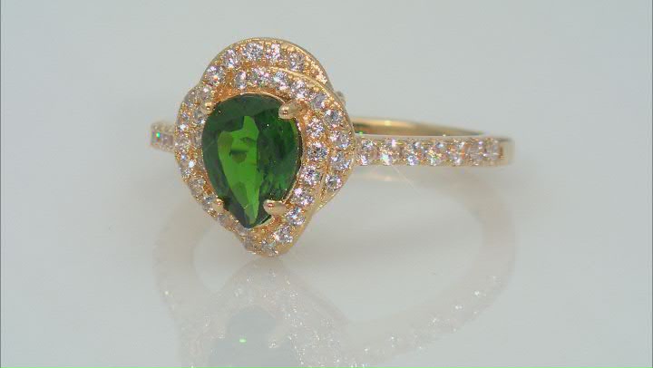 Chrome Diopside With White Zircon 18k Yellow Gold Over Sterling Silver Ring 1.94ctw Video Thumbnail