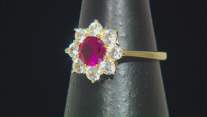 Lab Created Ruby With Lab Created Sapphire 18k Yellow Gold Over Sterling Silver Ring 1.75ctw Video Thumbnail