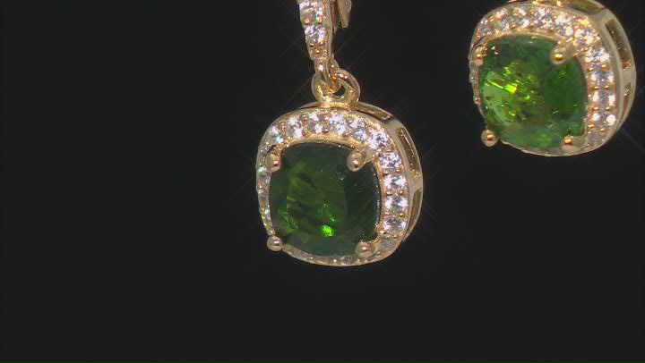 Chrome Diopside With White Zircon 18k Yellow Gold Over Sterling Silver Earrings 2.71ctw Video Thumbnail