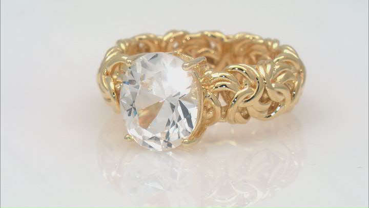 Lab Created White Sapphire 18k Yellow Gold Over Sterling Silver Ring 5.00ct Video Thumbnail