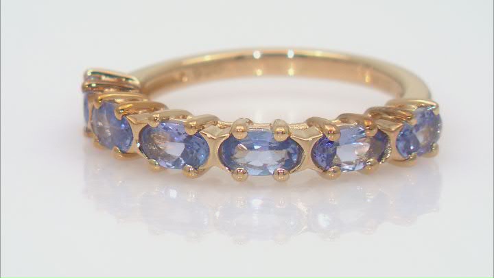 Tanzanite With 18k Yellow Gold Over Sterling Silver Ring 1.06ctw Video Thumbnail