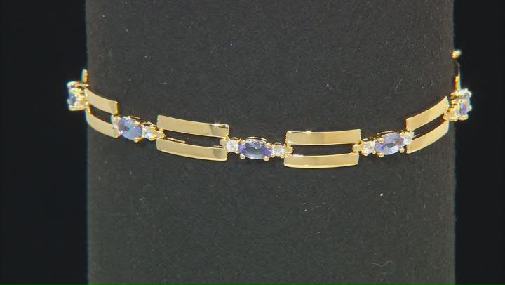 Tanzanite With White Zircon 18k Yellow Gold Over Sterling Silver Bracelet 1.87ctw Video Thumbnail