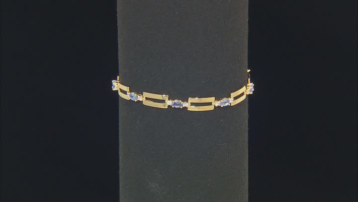 Tanzanite With White Zircon 18k Yellow Gold Over Sterling Silver Bracelet 1.87ctw Video Thumbnail
