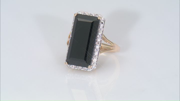Black Spinel With White Zircon 18k Yellow Gold Over Sterling Silver Ring 11.24ctw Video Thumbnail