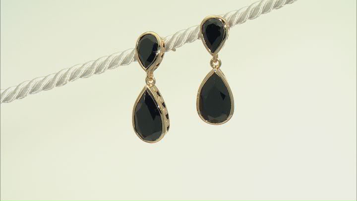 Black Spinel 18k Yellow Gold Over Sterling Silver Earrings 12.24ctw Video Thumbnail