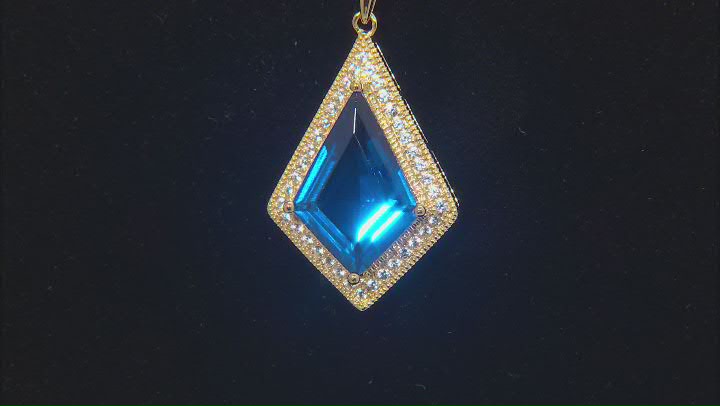 Lab Blue Spinel & Lab White Sapphire 18k Yellow Gold Over Sterling Silver Pendant & Chain 11.53ctw Video Thumbnail