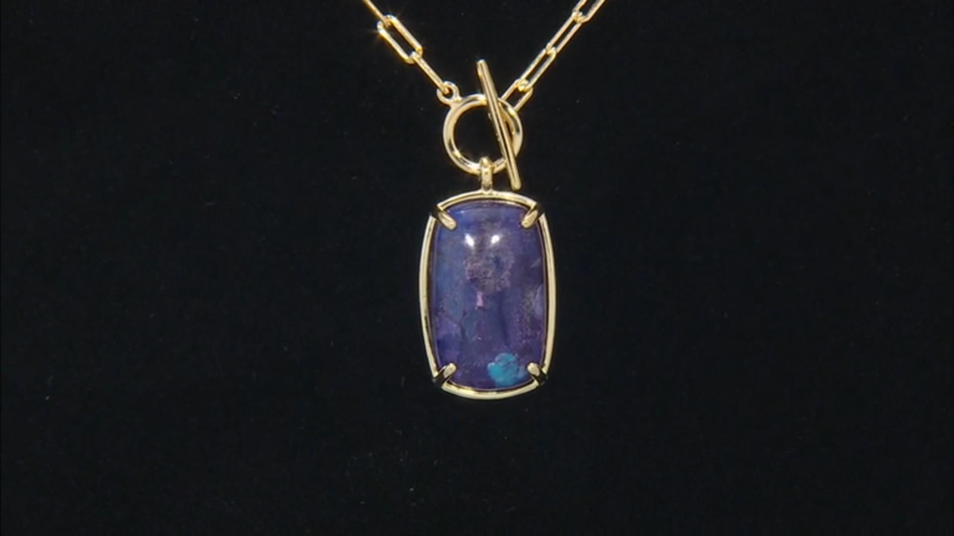 Purple Composite Turquoise 18k Yellow Gold Over Sterling Silver Paperclip Necklace Video Thumbnail