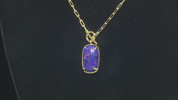 Purple Composite Turquoise 18k Yellow Gold Over Sterling Silver Paperclip Necklace Video Thumbnail