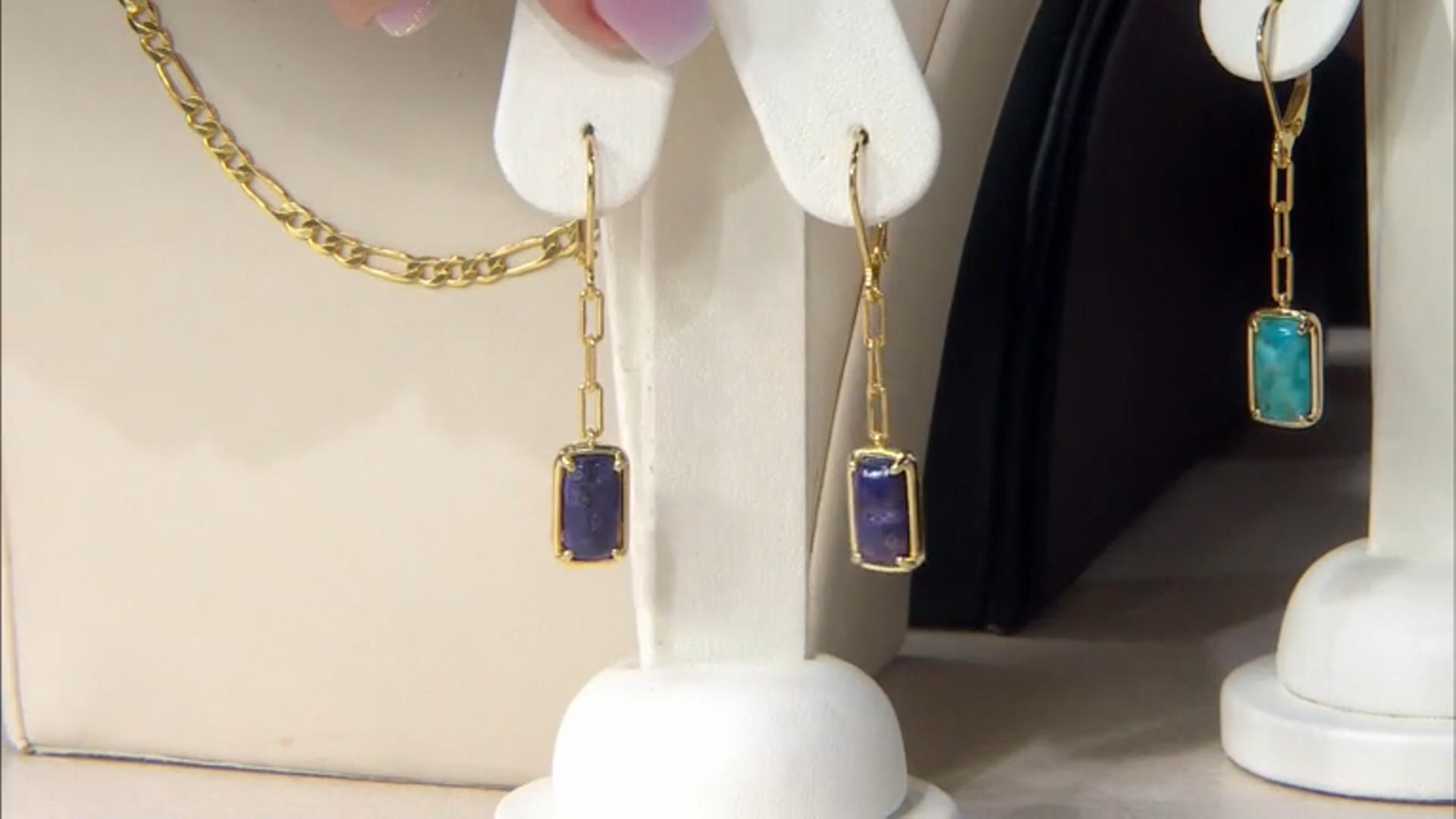 Purple Composite Turquoise 18k Yellow Gold Over Sterling Silver Paperclip Earrings Video Thumbnail