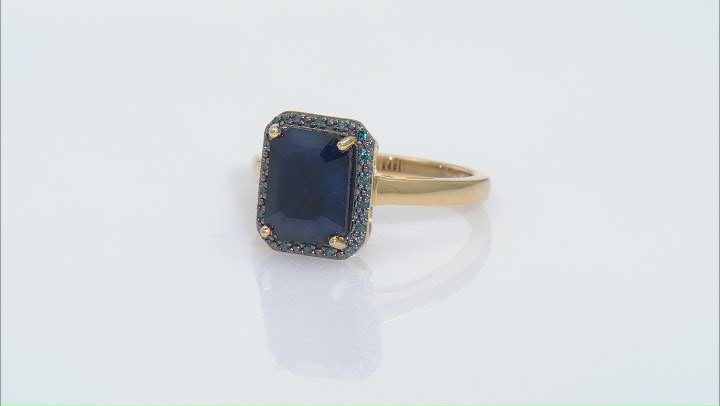 Blue Sapphire With Blue Diamond 18k Yellow Gold Over Sterling Silver Ring 2.31ctw Video Thumbnail
