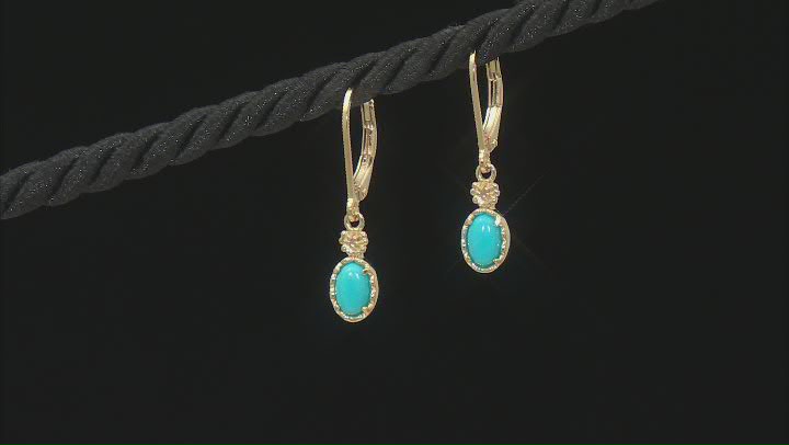 Sleeping Beauty Turquoise With White Diamond 18k Yellow Gold Over Sterling Silver Jewelry Set Video Thumbnail
