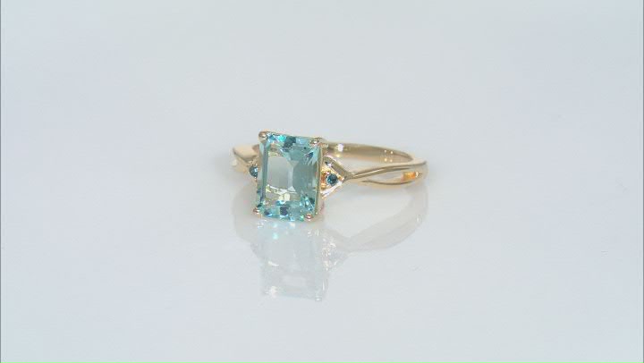 Sky Blue Topaz With Blue Diamond 18k Yellow Gold Over Sterling Silver Ring 2.53ctw Video Thumbnail