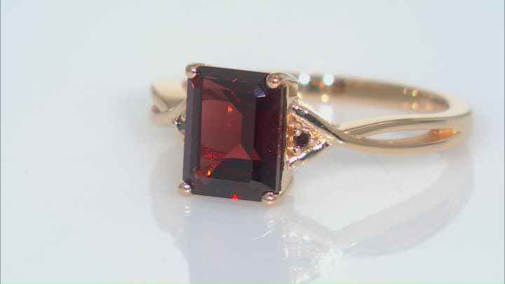 Red Garnet With Red Diamond 18k Yellow Gold Over Sterling Silver Ring 2.44ctw Video Thumbnail