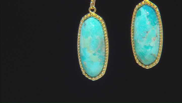 Blue Composite Turquoise 18k Yellow Gold Over Sterling Silver Earrings Video Thumbnail