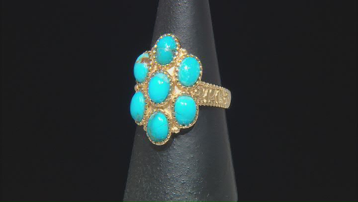 Turquoise 18k Yellow Gold Over Sterling Silver Ring Video Thumbnail