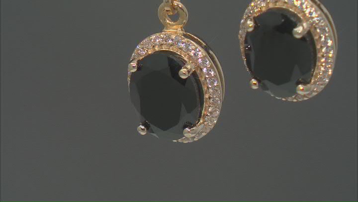 Black Spinel with White Zircon 18k Yellow Gold over Sterling Silver Earrings 4.12ctw Video Thumbnail