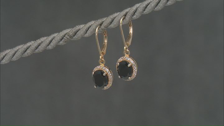 Black Spinel with White Zircon 18k Yellow Gold over Sterling Silver Earrings 4.12ctw Video Thumbnail