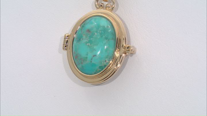 Turquoise, Cultured Freshwater Pearl, Multi Gems 18k Yellow Gold Over Silver Pendant/Chain 2.00ctw Video Thumbnail