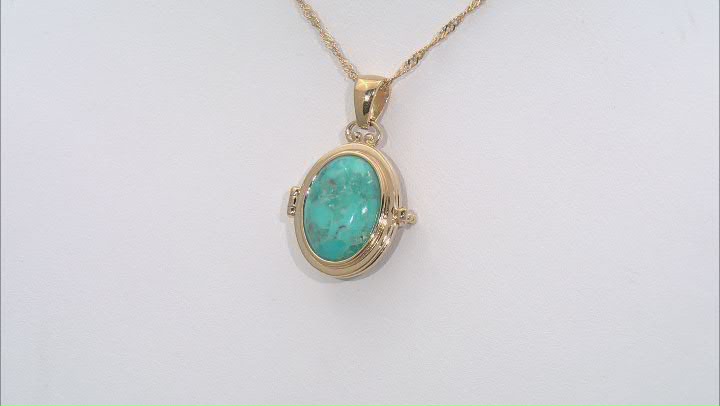 Turquoise, Cultured Freshwater Pearl, Multi Gems 18k Yellow Gold Over Silver Pendant/Chain 2.00ctw Video Thumbnail