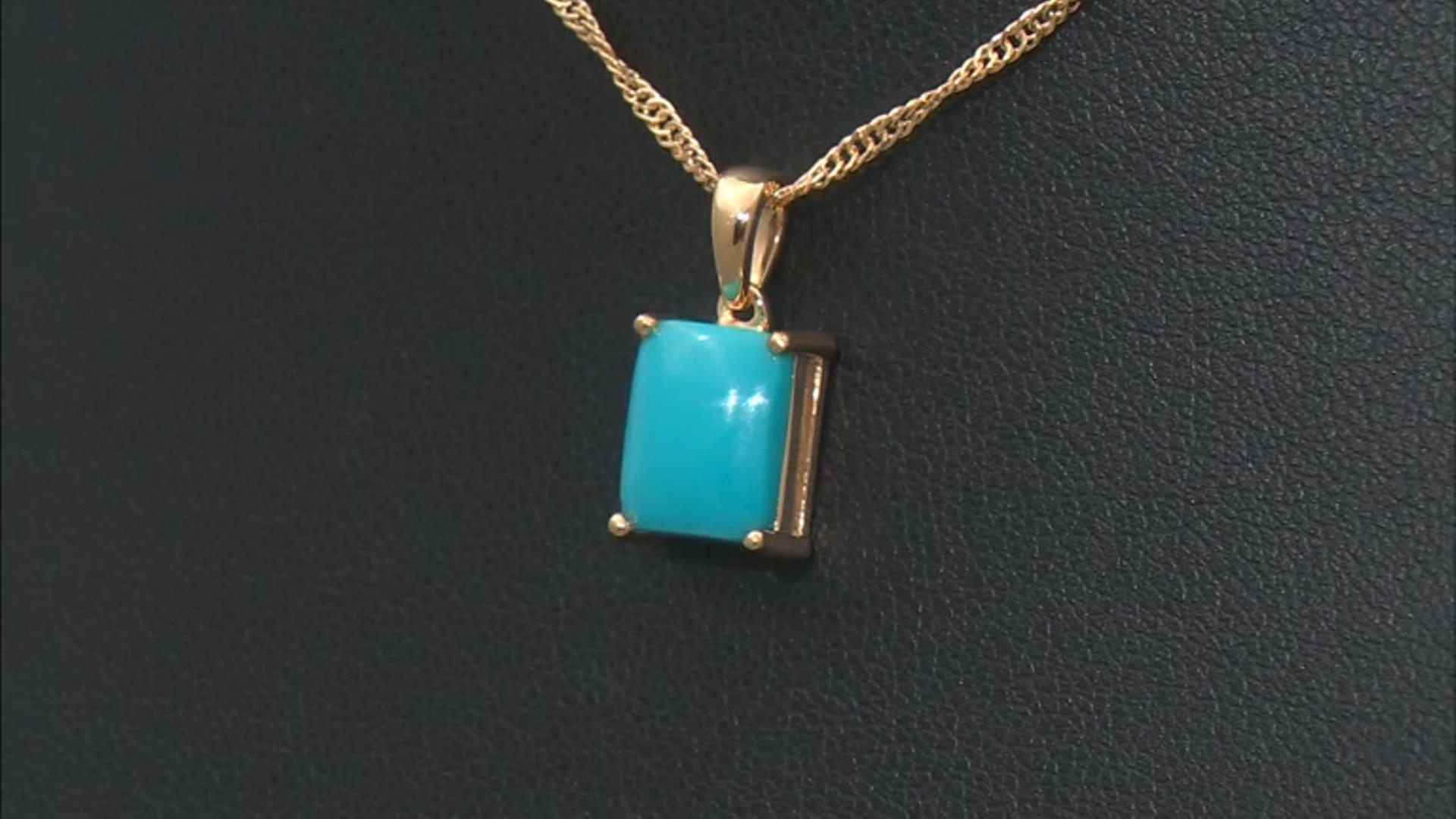 Sleeping Beauty Turquoise 18k Yellow Gold Over Sterling Silver Pendant With Chain Video Thumbnail
