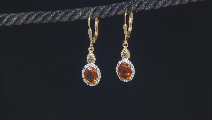Maderia Citrine With Diamond & White Zircon 18k Yellow Gold Over Sterling Silver Earrings 2.40ctw Video Thumbnail