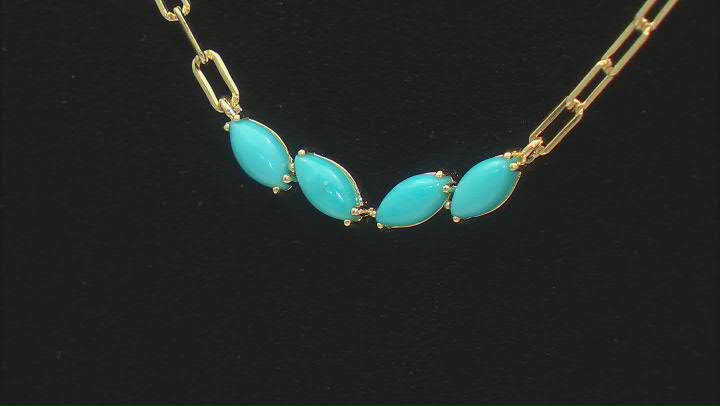 Blue Sleeping Beauty Turquoise 18k Yellow Gold Over Sterling Silver Necklace Video Thumbnail