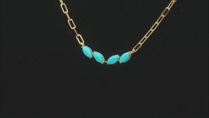 Blue Sleeping Beauty Turquoise 18k Yellow Gold Over Sterling Silver Necklace Video Thumbnail