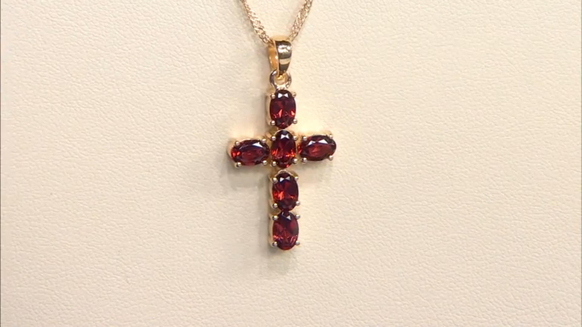 Red Garnet 18k Yellow Gold Over Sterling Silver Pendant With Chain 3.10ctw Video Thumbnail