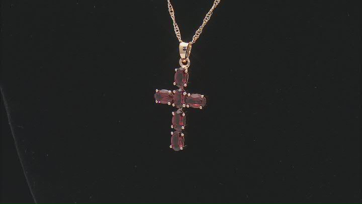 Red Garnet 18k Yellow Gold Over Sterling Silver Pendant With Chain 3.10ctw Video Thumbnail