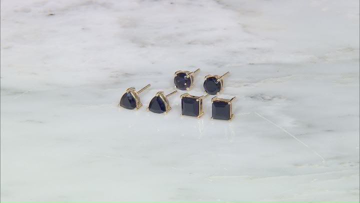 Black Spinel 18k Yellow Gold Over Sterling Silver Earrings Set 4.79ctw Video Thumbnail