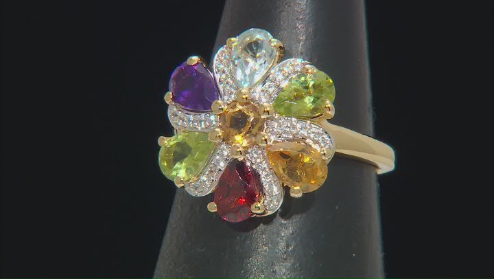 Multi-Gemstone With White Zircon 18k Yellow Gold Over Sterling Silver Ring 2.75ctw Video Thumbnail