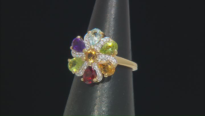 Multi-Gemstone With White Zircon 18k Yellow Gold Over Sterling Silver Ring 2.75ctw Video Thumbnail