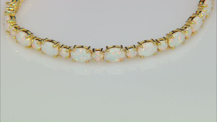 White Lab Created Opal 18k Yellow Gold Over Sterling Silver Bracelet Video Thumbnail