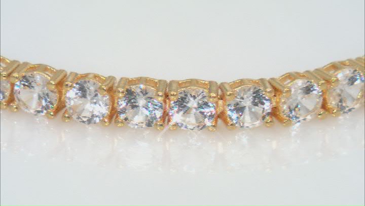 White Lab Created Sapphire 18k Yellow Gold Over Sterling Silver Bracelet 11.19ctw Video Thumbnail