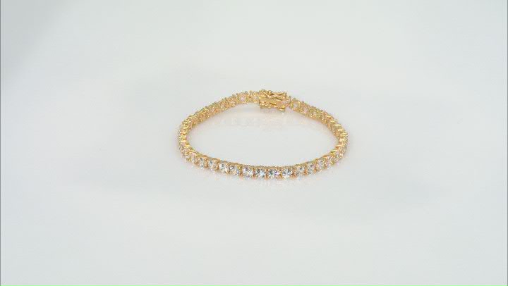White Lab Created Sapphire 18k Yellow Gold Over Sterling Silver Bracelet 11.19ctw Video Thumbnail