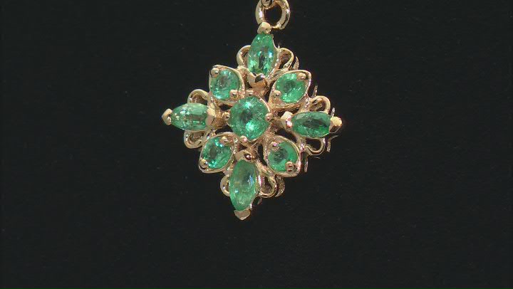 Emerald 18k Yellow Gold Over Sterling Silver Pendant With Chain 0.53ctw Video Thumbnail