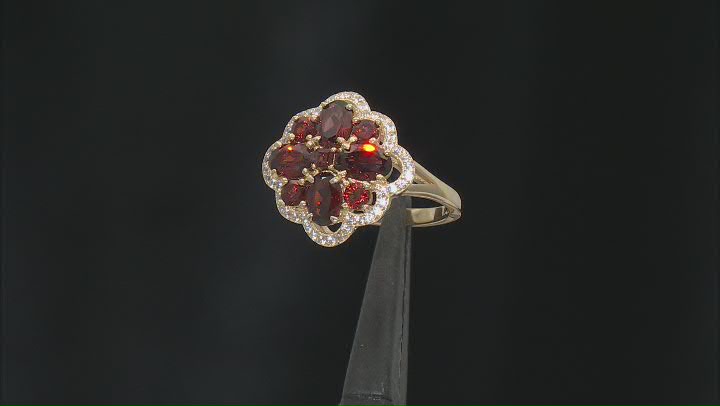 Red Garnet With White Zircon 18k Yellow Gold Over Sterling Silver Ring 2.64ctw Video Thumbnail