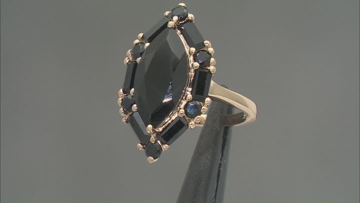 Black Spinel 18k Yellow Gold Over Sterling Silver Ring 6.29ctw Video Thumbnail