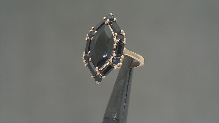 Black Spinel 18k Yellow Gold Over Sterling Silver Ring 6.29ctw Video Thumbnail