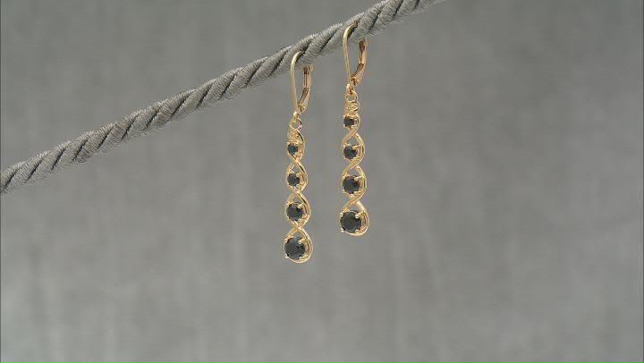 Black Spinel 18k Yellow Gold Over Sterling Silver Dangle Earrings 1.88ctw Video Thumbnail