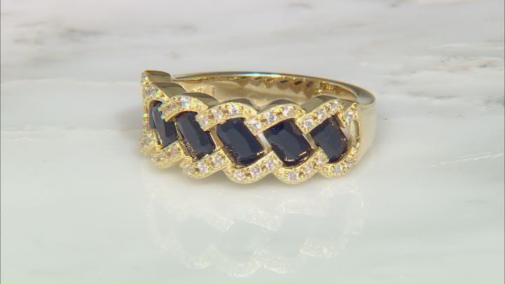 Black Spinel With White Zircon 18k Yellow Gold Over Sterling Silver Ring 1.61ctw Video Thumbnail