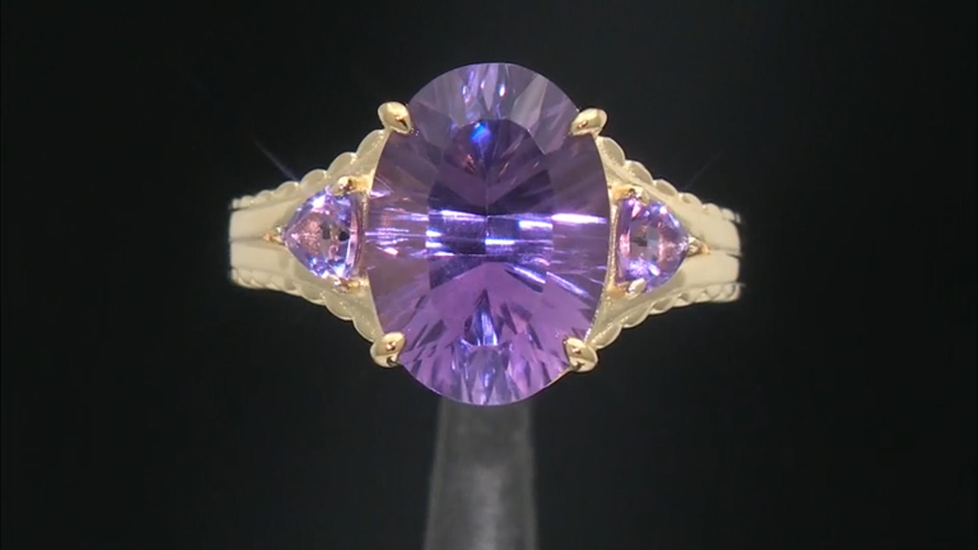 Purple Amethyst 18k Yellow Gold Over Sterling Silver Ring 4.57ctw Video Thumbnail