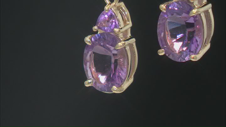 Amethyst 18k Yellow Gold Over Sterling Silver Earrings 4.00ctw Video Thumbnail